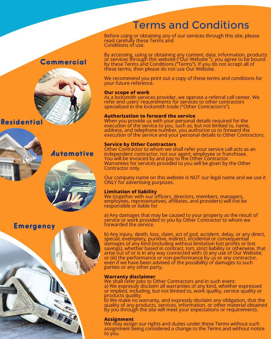 San Francisco Locksmith Service San Francisco, CA 415-366-5872 - TermsAndConditions